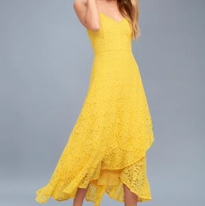 NWOT Lulu's | Yellow Lace Midi Dress